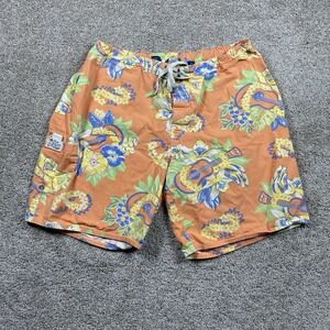 Polo Ralph Lauren Swim Trunks Mens 2XL 40 Orange Palm Trees Suit Mesh Lined‎